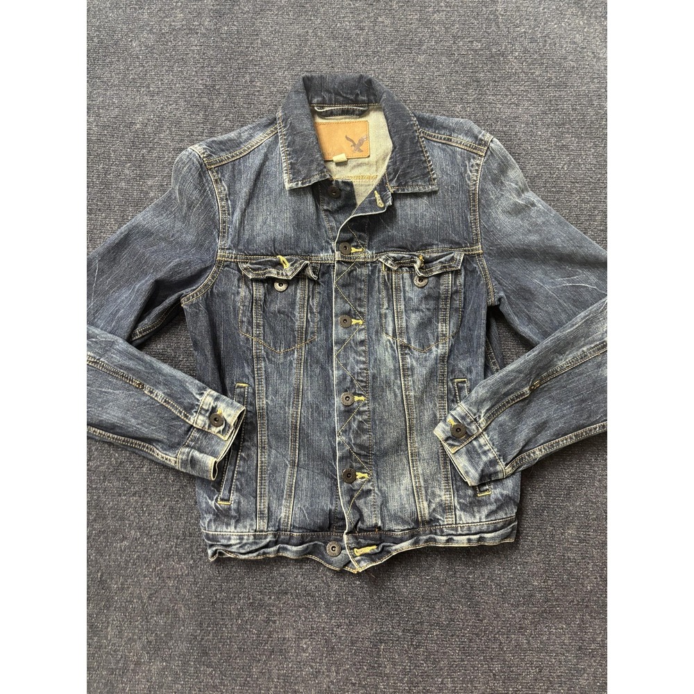American Eagle Outfitters Jacket Women's Small Blue Denim Biker Trucker Casual